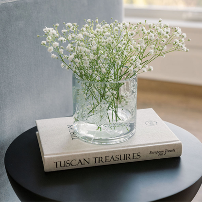 Handcrafted Leafing Etched Glass Candleholders, Set of 3