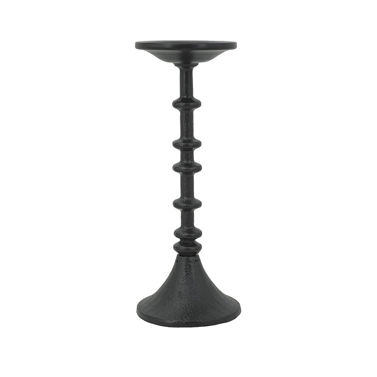 Decorative Black Iron Candle Holder with Spindle Design, Set of 2