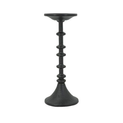 Decorative Black Iron Candle Holder with Spindle Design, Set of 2