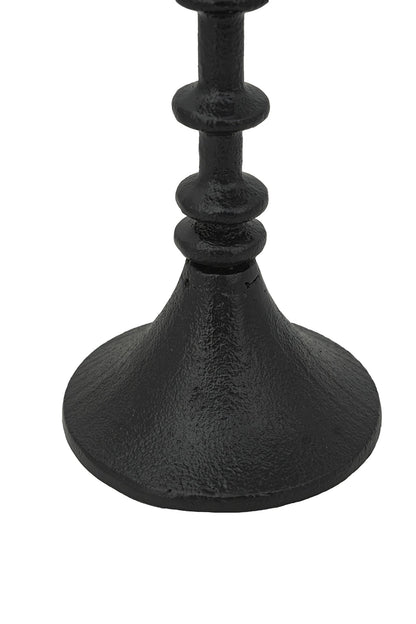 Decorative Black Iron Candle Holder with Spindle Design, Set of 2