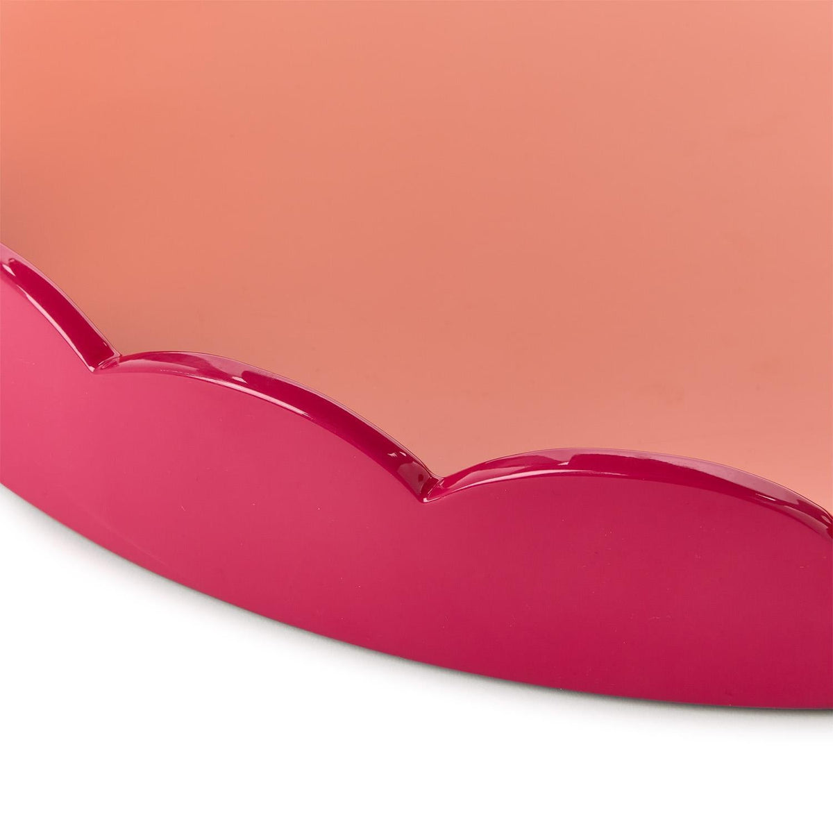 Scalloped Pink and Orange Dual Tone Lacquered Trays, Set of 2
