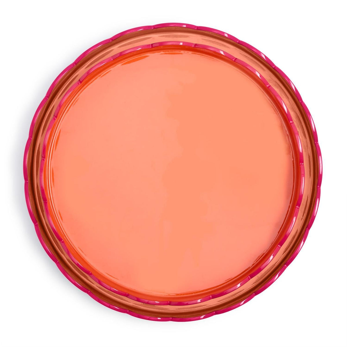 Scalloped Pink and Orange Dual Tone Lacquered Trays, Set of 2