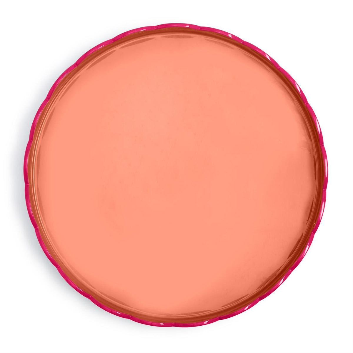Scalloped Pink and Orange Dual Tone Lacquered Trays, Set of 2