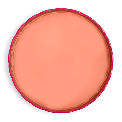 Scalloped Pink and Orange Dual Tone Lacquered Trays, Set of 2