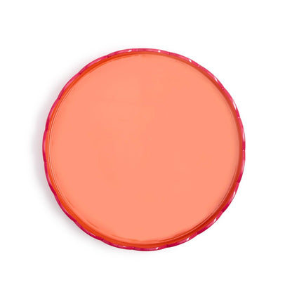 Scalloped Pink and Orange Dual Tone Lacquered Trays, Set of 2