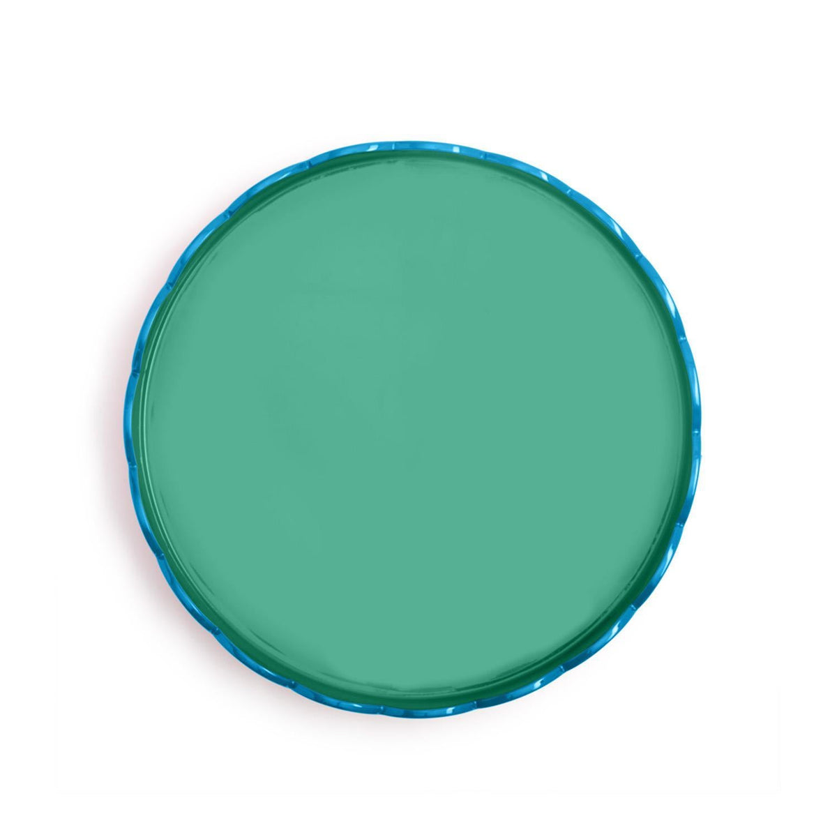 Scalloped Blue and Green Dual Tone Lacquered Trays, Set of 2