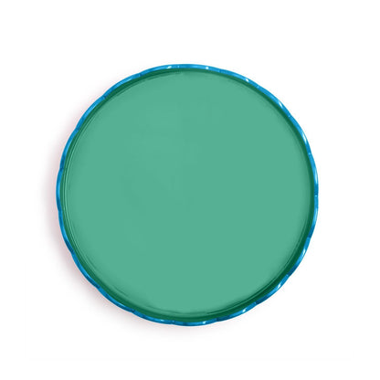 Scalloped Blue and Green Dual Tone Lacquered Trays, Set of 2