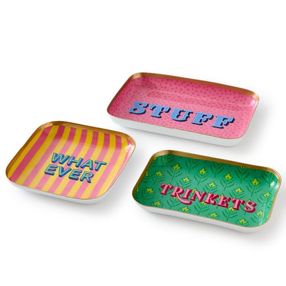Metal Trinket Trays with Sayings, Set of 3