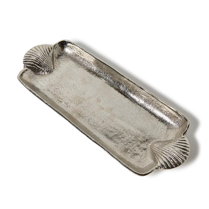 Shell Handled Silver Tray