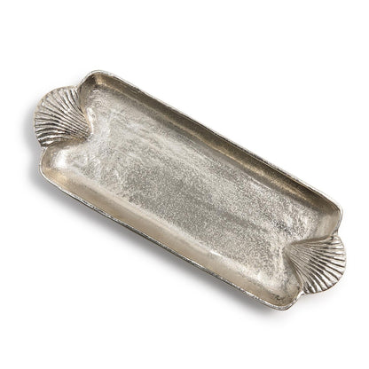 Shell Handled Silver Tray