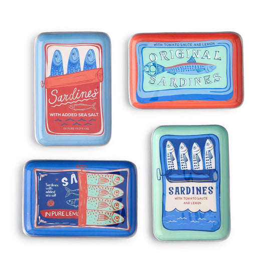 Sardines Metal Trinket / Desk Trays, Set of 4