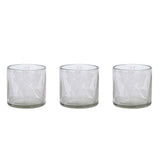 Handcrafted Leafing Etched Glass Candleholders, Set of 3