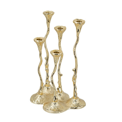 Gold Botanical Cast Aluminum Taper Candle Holder
