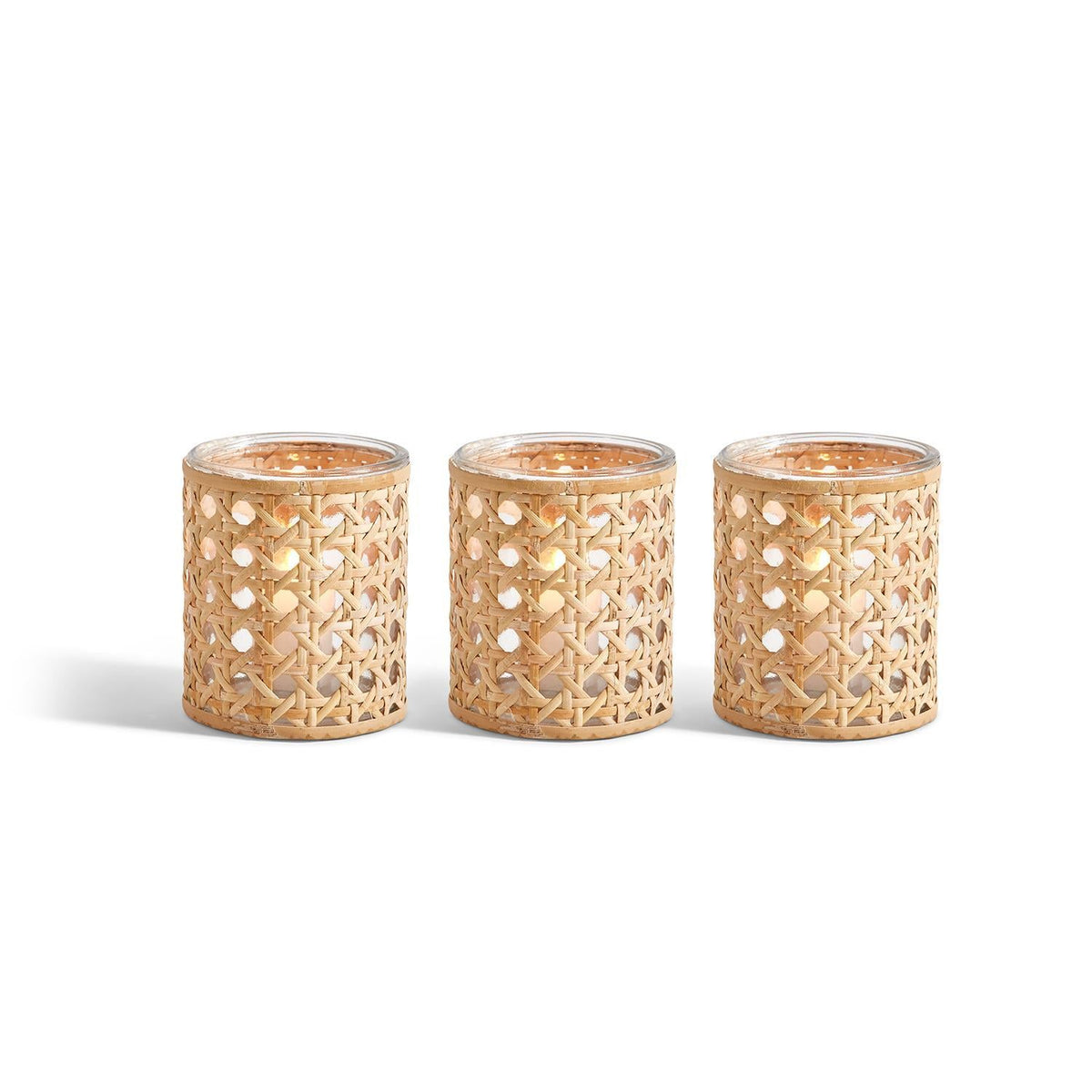 Lumingnon Cane Webbing Candleholder/Vase, Set of 3