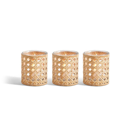 Lumingnon Cane Webbing Candleholder/Vase, Set of 3