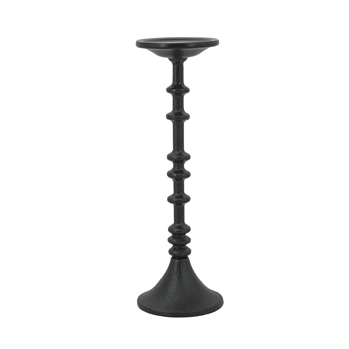 Decorative Black Iron Candle Holder with Spindle Design, Set of 2