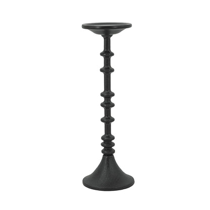 Decorative Black Iron Candle Holder with Spindle Design, Set of 2