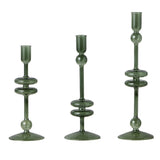 Emerald Green Glass Candlestick Pair