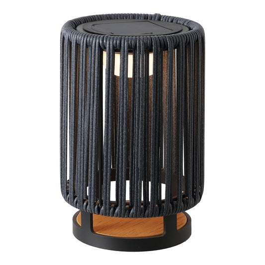 Sawara Modern Minimalist Faux Rattan Integrated Indoor/Outdoor LED Solar Powered Lantern