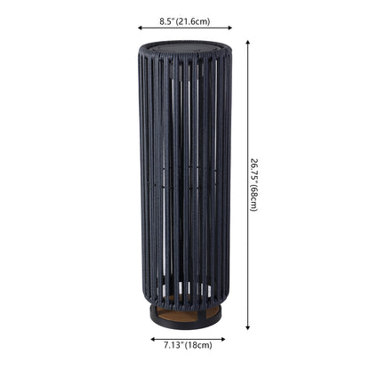 Sawara Modern Minimalist Faux Rattan Integrated Indoor/Outdoor LED Solar Powered Lantern