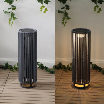 Sawara Modern Minimalist Faux Rattan Integrated Indoor/Outdoor LED Solar Powered Lantern