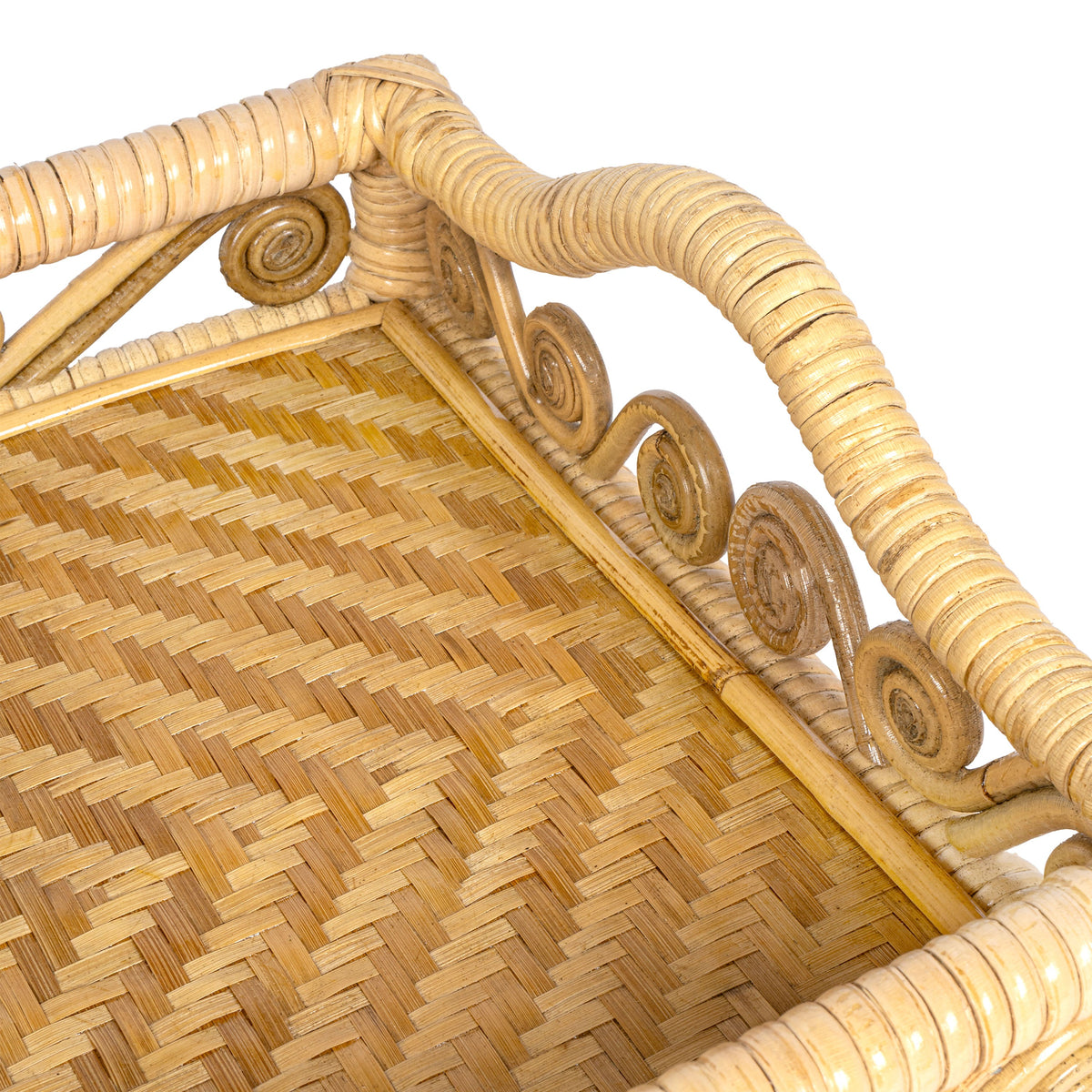 Baron Handcrafted Rattan/Bamboo Rectangular Decorative Tray with Handles
