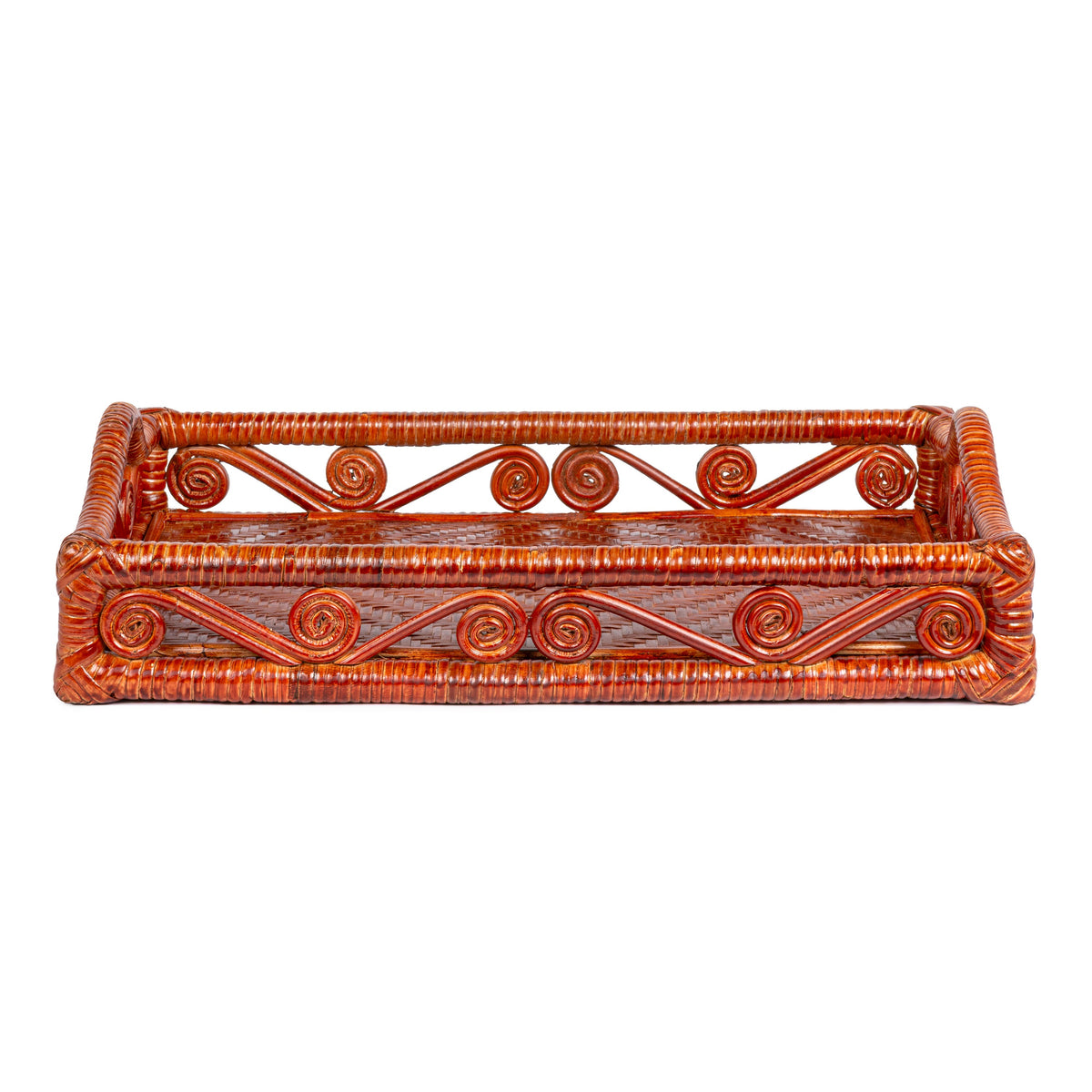 Baron Handcrafted Rattan/Bamboo Rectangular Decorative Tray with Handles