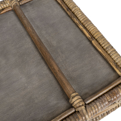 Baron Handcrafted Rattan/Bamboo Rectangular Decorative Tray with Handles