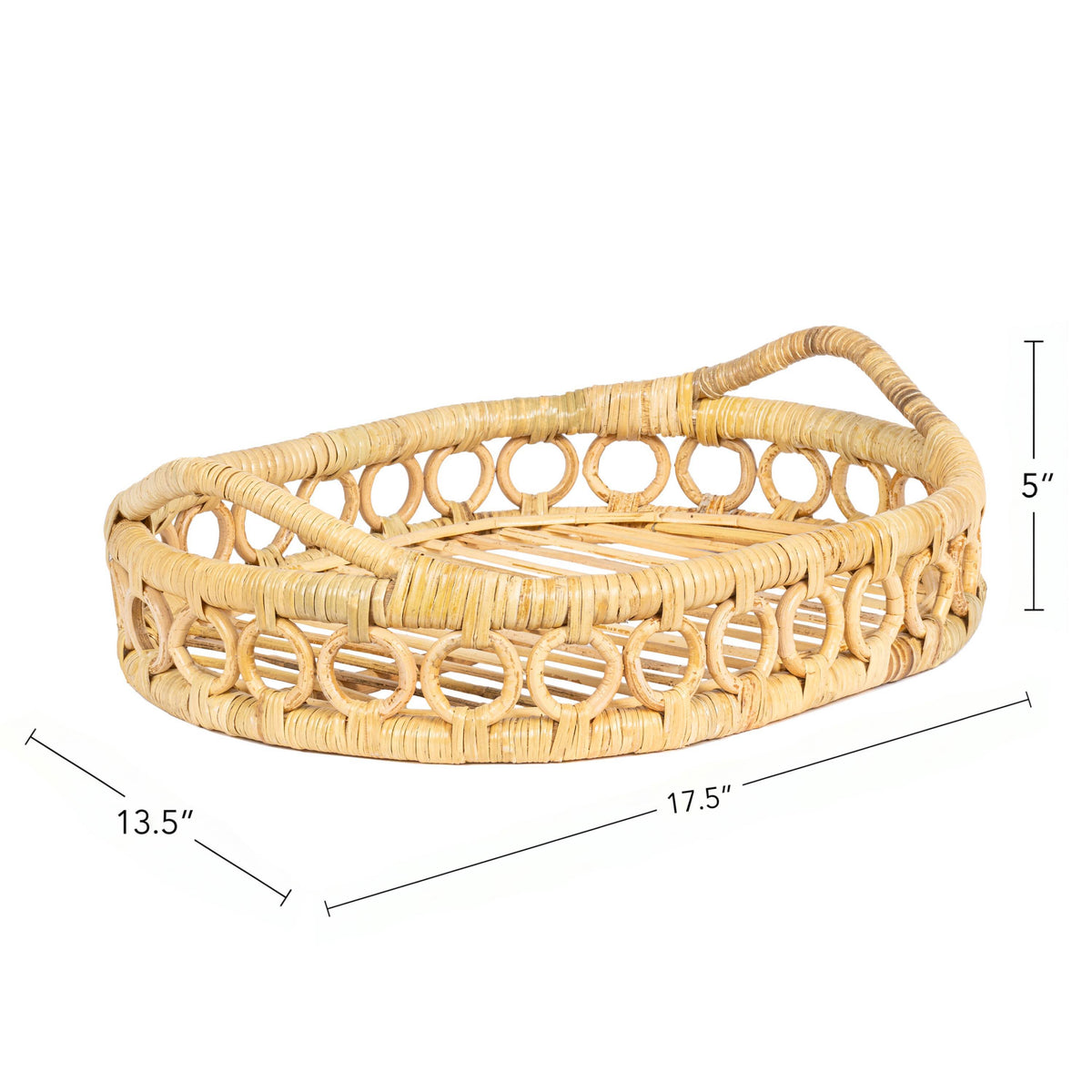 Cassini Handcrafted Rattan Oval Decorative Tray with Handles