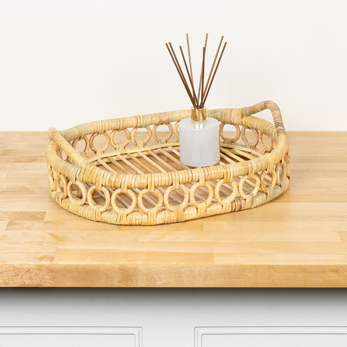 Cassini Handcrafted Rattan Oval Decorative Tray with Handles