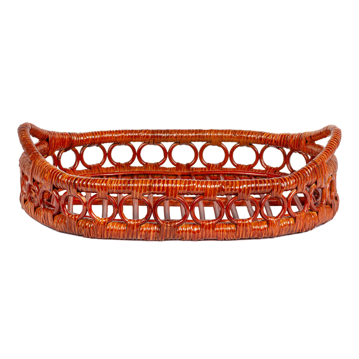 Cassini Handcrafted Rattan Oval Decorative Tray with Handles
