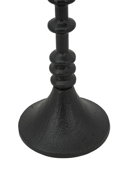 Decorative Black Iron Candle Holder with Spindle Design, Set of 2