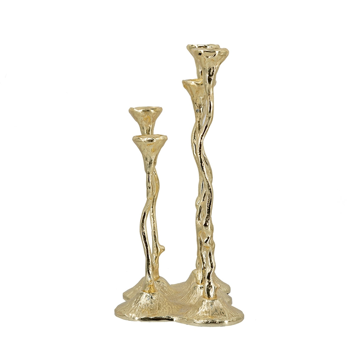 Gold Botanical Cast Aluminum Taper Candle Holder