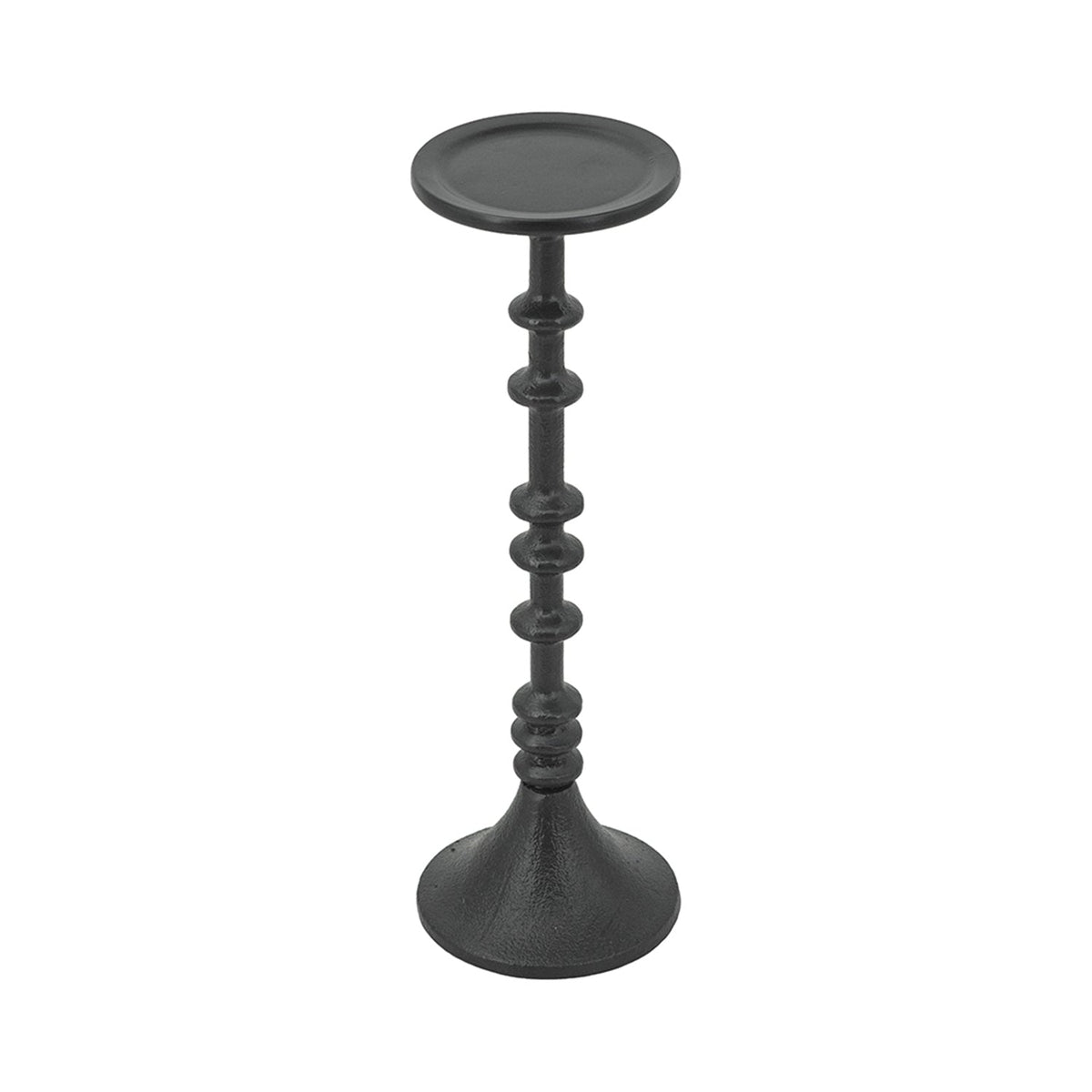 Decorative Black Iron Candle Holder with Spindle Design, Set of 2