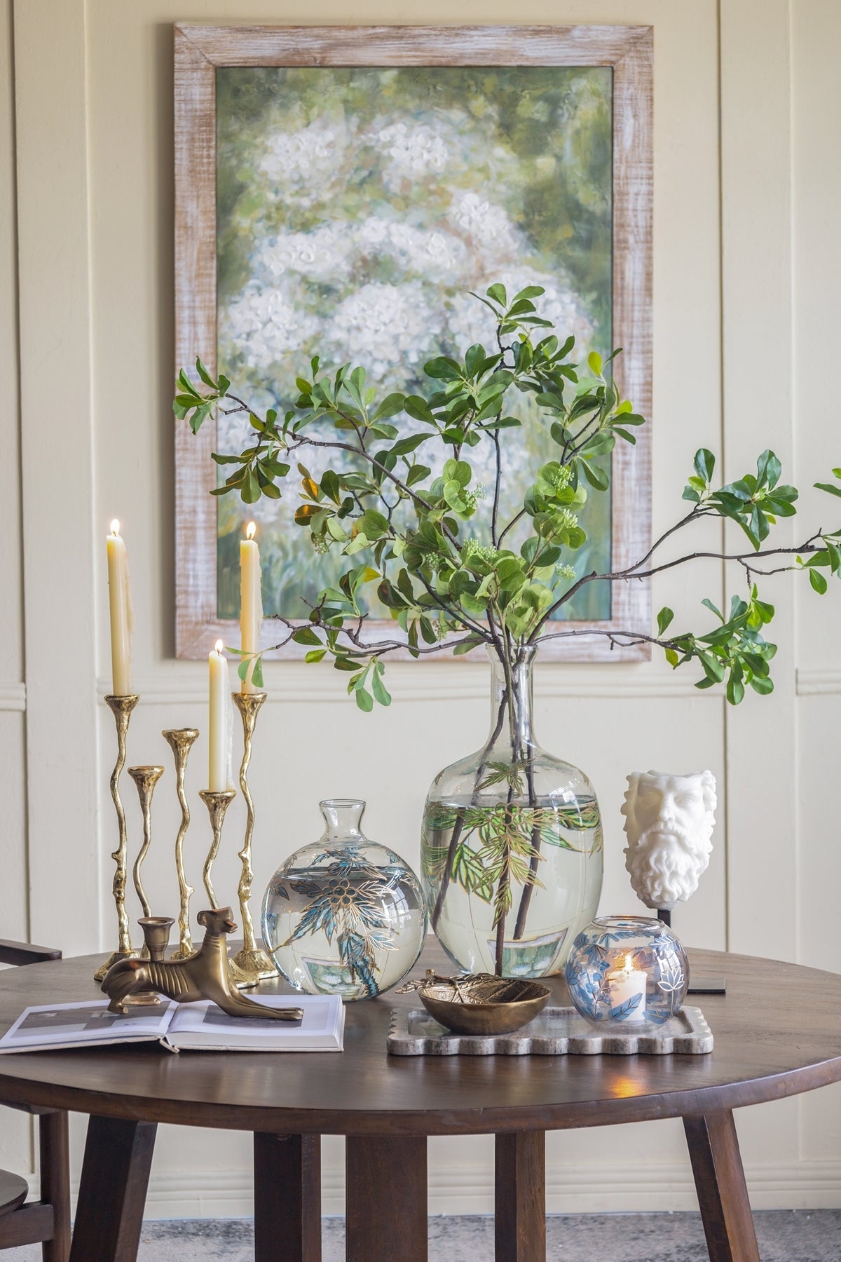 Gold Botanical Cast Aluminum Taper Candle Holder