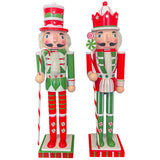 Red and Green Peppermint Nutcrackers, Set of 2