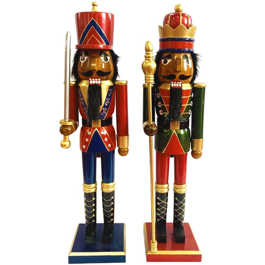 Black King and Guard Nutcracker, Set of 2