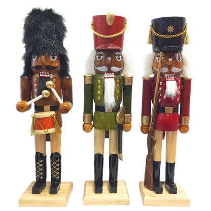 Natural Wood African American Nutcrackers, Set of 3