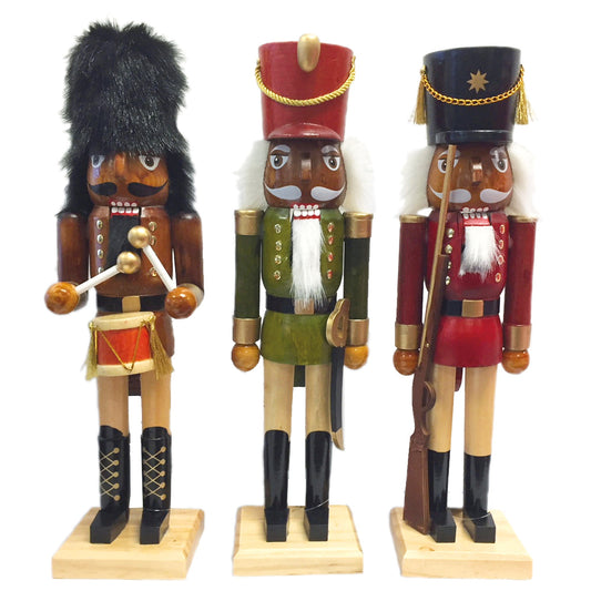 Natural Wood African American Nutcrackers, Set of 3