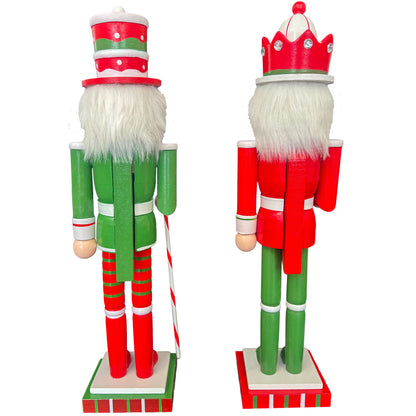 Red and Green Peppermint Nutcrackers, Set of 2