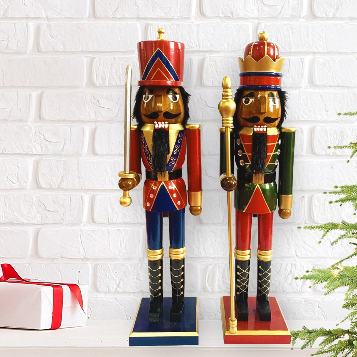 Black King and Guard Nutcracker, Set of 2
